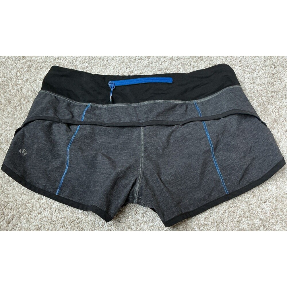 Lululemon Speed Up Heathered Black Grey Shorts Size 4